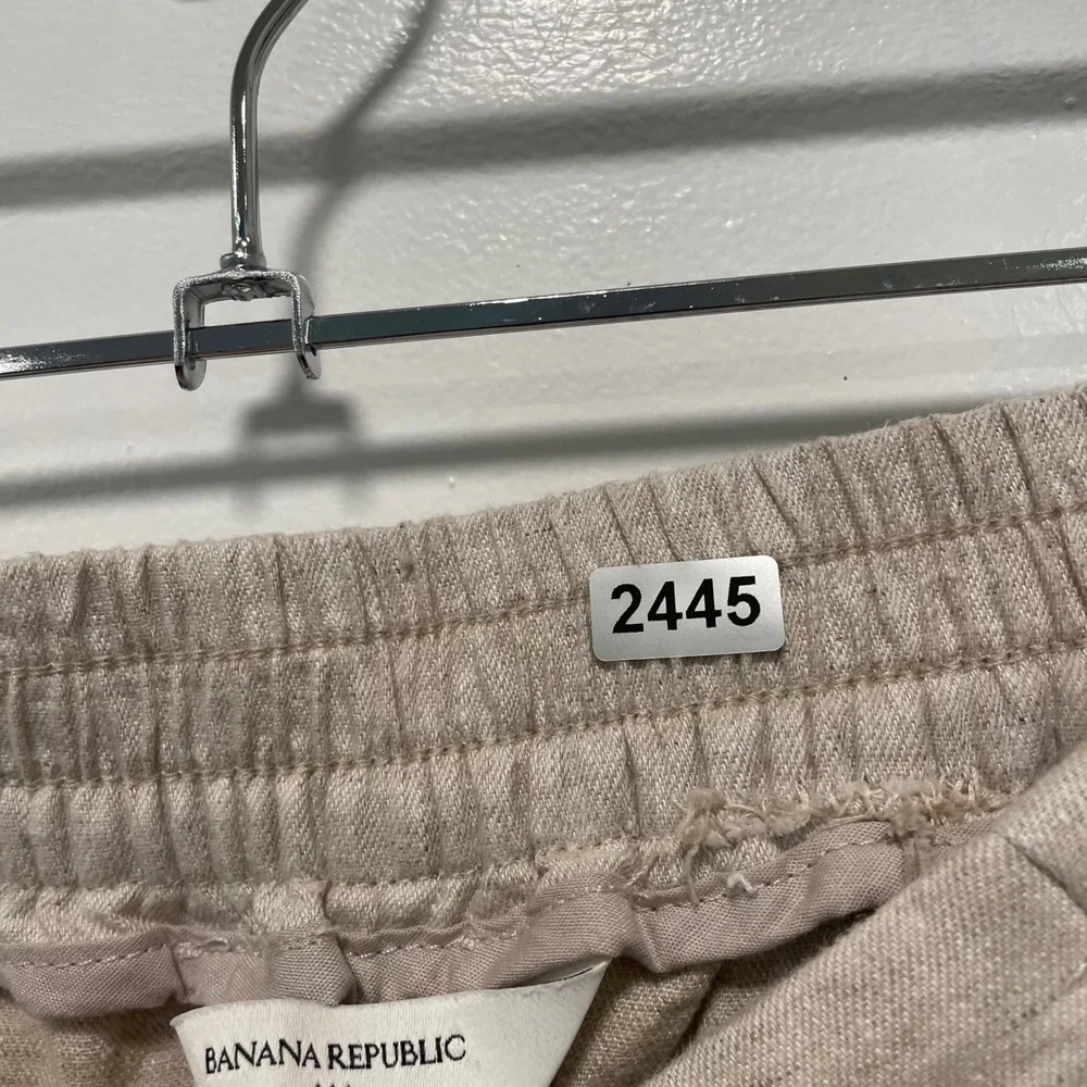 Banana Republic Linen Blend Wide Leg High Rise Pants Beige Oatmeal Womens Small